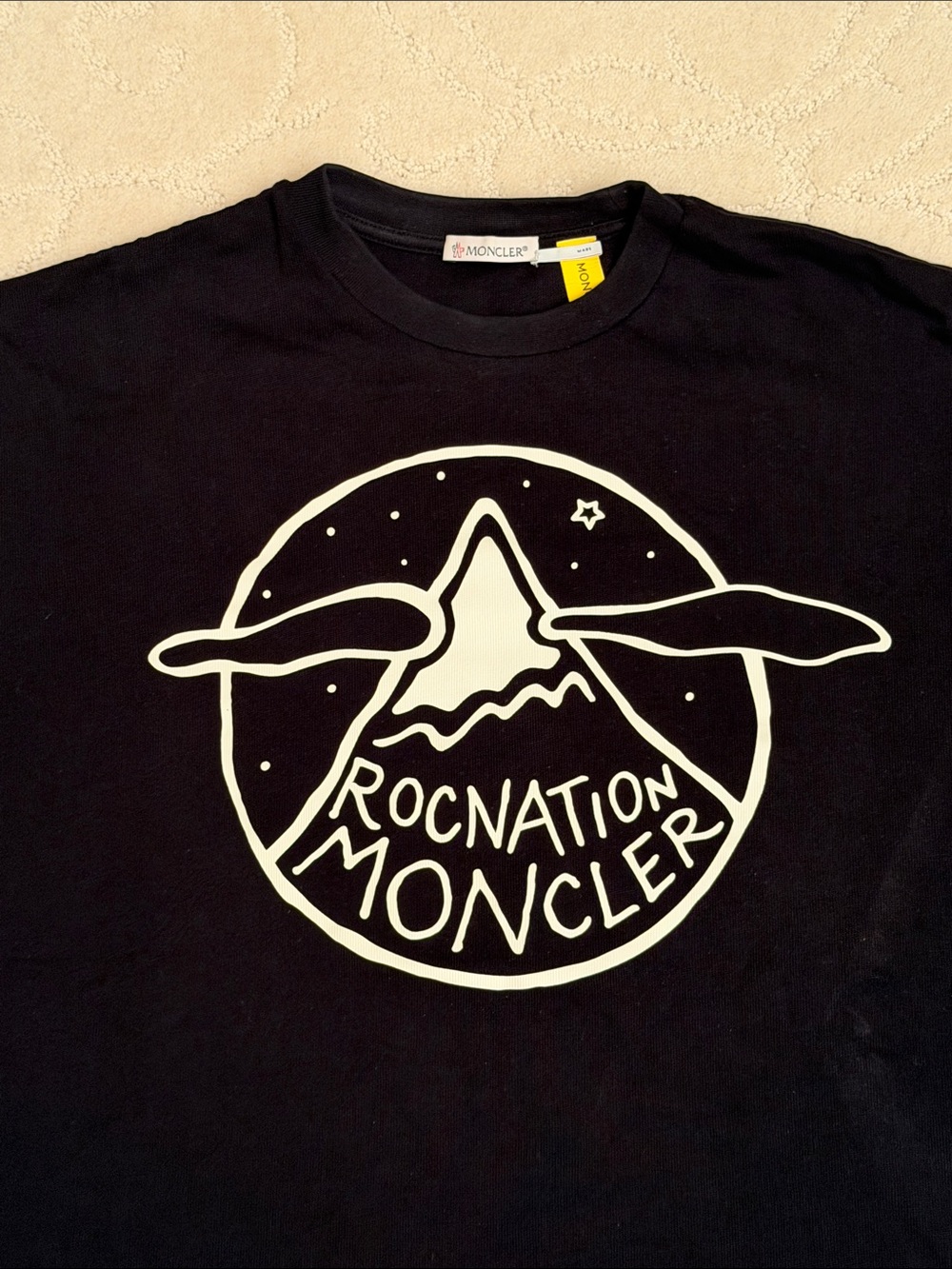 Moncler x Jay Z limited edition Men’s Black Tee with White Rocnation Logo. - Picture 2 of 6